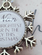 Load image into Gallery viewer, Christmas Memorial Decoration Photo Snowflake Bauble Double Sided Ornament Remembrance Charm Snow Flake Memory Bauble Silver Glass Loved One