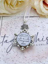 Load image into Gallery viewer, First Christmas as Married Couple Mr & Mrs Snowflake Photo Personalised Christmas Bauble Double Sided Decoration Ornament Snow Flake 2024
