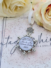 Load image into Gallery viewer, First Christmas as Married Couple Mr & Mrs Snowflake Photo Personalised Christmas Bauble Double Sided Decoration Ornament Snow Flake 2024