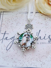 Load image into Gallery viewer, First Christmas as Married Couple Mr & Mrs Snowflake Photo Personalised Christmas Bauble Double Sided Decoration Ornament Snow Flake 2024