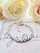 Load image into Gallery viewer, Personalised Flower Girl or Young Bridesmaid Name Beaded Adjustable Bracelet