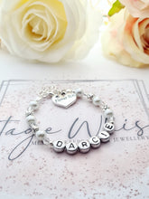 Load image into Gallery viewer, Personalised Flower Girl or Young Bridesmaid Name Beaded Adjustable Bracelet