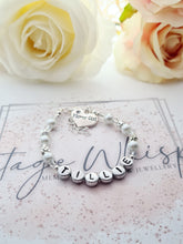 Load image into Gallery viewer, Personalised Flower Girl or Young Bridesmaid Name Beaded Adjustable Bracelet