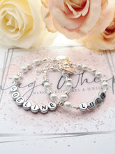Load image into Gallery viewer, Personalised Flower Girl or Young Bridesmaid Name Beaded Adjustable Bracelet