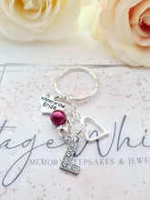Load image into Gallery viewer, MOTHER of the BRIDE Personalised Rhinestone Initial Heart Key Ring Charm