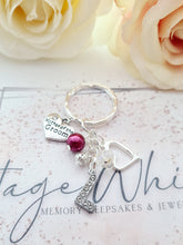 Load image into Gallery viewer, MOTHER of the GROOM Personalised Rhinestone Initial Heart Key Ring Charm