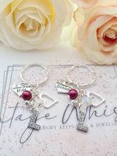 Load image into Gallery viewer, MOTHER of the BRIDE Personalised Rhinestone Initial Heart Key Ring Charm