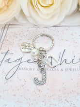 Load image into Gallery viewer, MOTHER of the GROOM Personalised Rhinestone Initial Heart Key Ring Charm