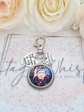 Load image into Gallery viewer, Large Buttonhole Clip Memorial Photo Charm