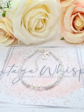 Load image into Gallery viewer, Dainty White Pearl and Clear Crystal Wedding Bracelet Personalised with Initial Letter Charm