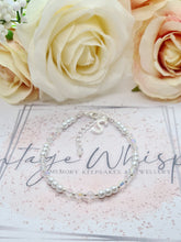 Load image into Gallery viewer, Dainty White Pearl and Clear Crystal Wedding Bracelet Personalised with Initial Letter Charm