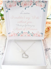 Load image into Gallery viewer, Bridesmaid Silver Plated Heart Charm Bracelet with Coloured Glass Pearl Drop