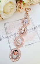 Load image into Gallery viewer, Rose Gold Lace Edge 4 Frame Bouquet Charm