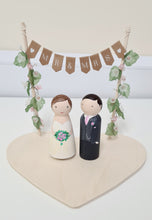 Load image into Gallery viewer, Wooden peg wedding cake topper