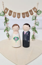 Load image into Gallery viewer, Wooden peg wedding cake topper