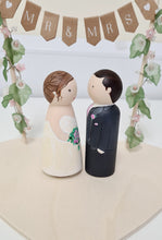Load image into Gallery viewer, Wooden peg wedding cake topper
