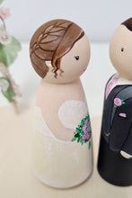 Load image into Gallery viewer, Wooden peg wedding cake topper