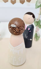 Load image into Gallery viewer, Wooden peg wedding cake topper