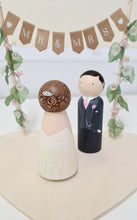 Load image into Gallery viewer, Wooden peg wedding cake topper