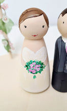 Load image into Gallery viewer, Wooden peg wedding cake topper