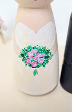 Load image into Gallery viewer, Wooden peg wedding cake topper
