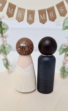 Load image into Gallery viewer, Wooden peg wedding cake topper