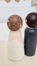 Load image into Gallery viewer, Wooden peg wedding cake topper