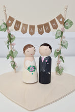 Load image into Gallery viewer, Wooden peg wedding cake topper