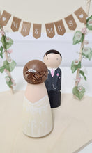 Load image into Gallery viewer, Wooden peg wedding cake topper