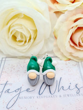 Load image into Gallery viewer, Green with White Trim Gonk Clay Earrings