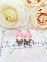 Load image into Gallery viewer, Pink with White Trim Gonk Clay Earrings
