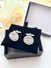 Load image into Gallery viewer, Personalised Lace Edge Wedding Cuff Links in Gift Box
