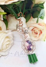 Load image into Gallery viewer, Rose Gold Lace Edge Rhinestone Single Photo Bouquet Charm With Beaded Cluster