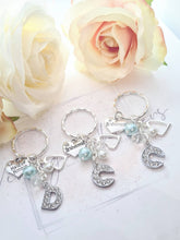 Load image into Gallery viewer, MOTHER of the GROOM Personalised Rhinestone Initial Heart Key Ring Charm
