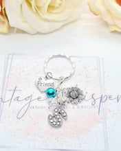 Load image into Gallery viewer, FRIEND Personalised Rhinestone Initial Heart Key Ring Charm