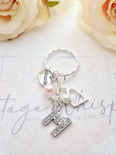 Load image into Gallery viewer, SISTER in LAW Personalised Rhinestone Initial Heart Key Ring Charm