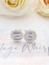 Load image into Gallery viewer, Personalised Lace Edge Wedding Cuff Links in Gift Box