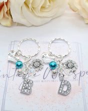 Load image into Gallery viewer, BRIDESMAID Personalised Rhinestone Initial Heart Key Ring Charm