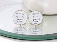 Load image into Gallery viewer, Personalised Lace Edge Wedding Cuff Links in Gift Box