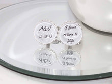 Load image into Gallery viewer, Personalised Lace Edge Wedding Cuff Links in Gift Box