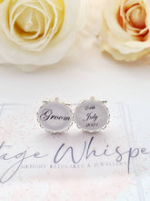 Load image into Gallery viewer, Personalised Lace Edge Wedding Cuff Links in Gift Box