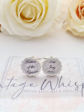 Load image into Gallery viewer, Personalised Lace Edge Wedding Cuff Links in Gift Box