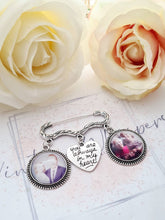 Load image into Gallery viewer, Grooms Memorial Photo Bow Kilt Pin
