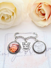 Load image into Gallery viewer, Grooms Memorial Photo Bow Kilt Pin