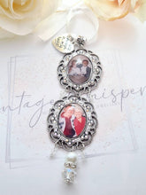 Load image into Gallery viewer, Lace Edge Rhinestone Double Drop Bouquet Photo Charm