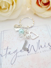Load image into Gallery viewer, BRIDESMAID Personalised Rhinestone Initial Heart Key Ring Charm