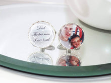 Load image into Gallery viewer, Personalised Lace Edge Wedding Photo Cuff Links in Gift Box