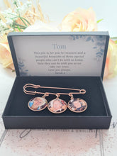 Load image into Gallery viewer, Rose Gold Grooms Photo Kilt Pin