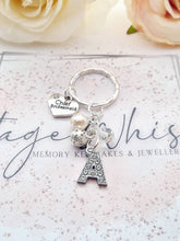Load image into Gallery viewer, CHIEF BRIDESMAID Personalised Rhinestone Initial Heart Key Ring Charm