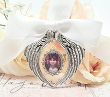 Load image into Gallery viewer, Large Bow Angel Wing Photo Bouquet Charm